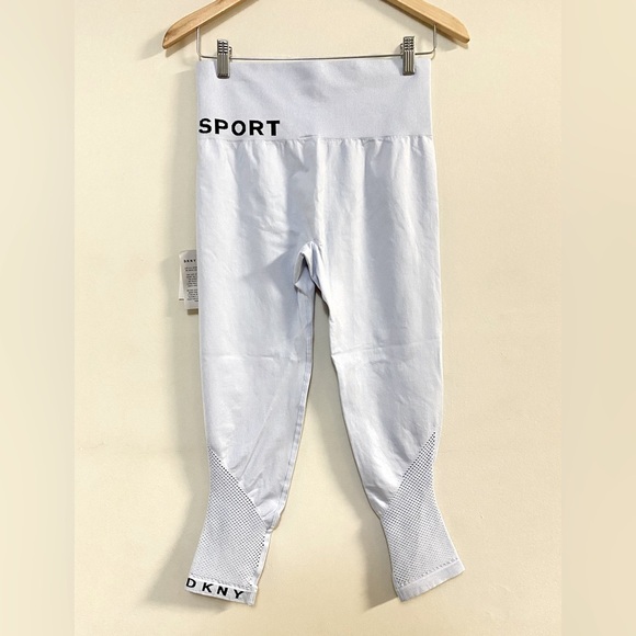 DKNY SPORT Womens Light Blue Stretch Logo Graphic ActiveWear High Waist Leggings - Picture 7 of 10